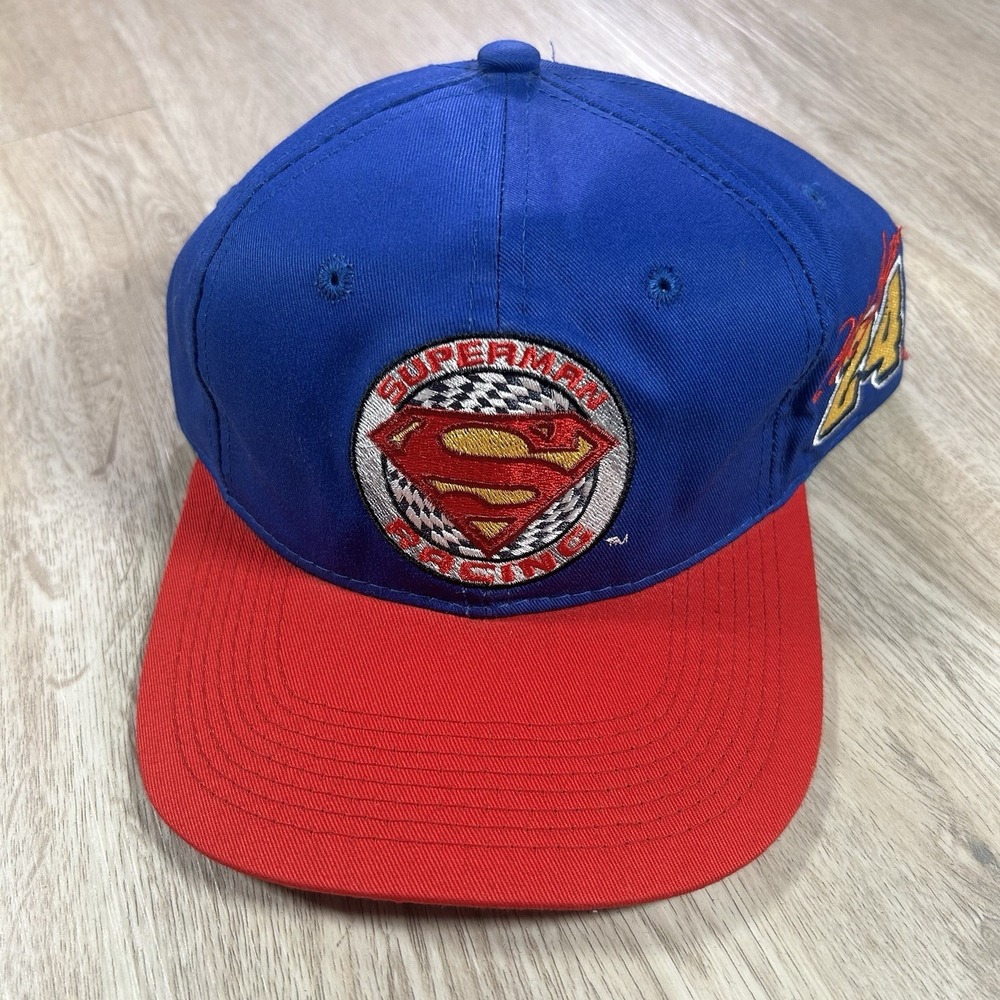 VTG Superman Jeff Gordon‎ Snapback Hat NASCAR Racing Warner Bros Blue Red Cap